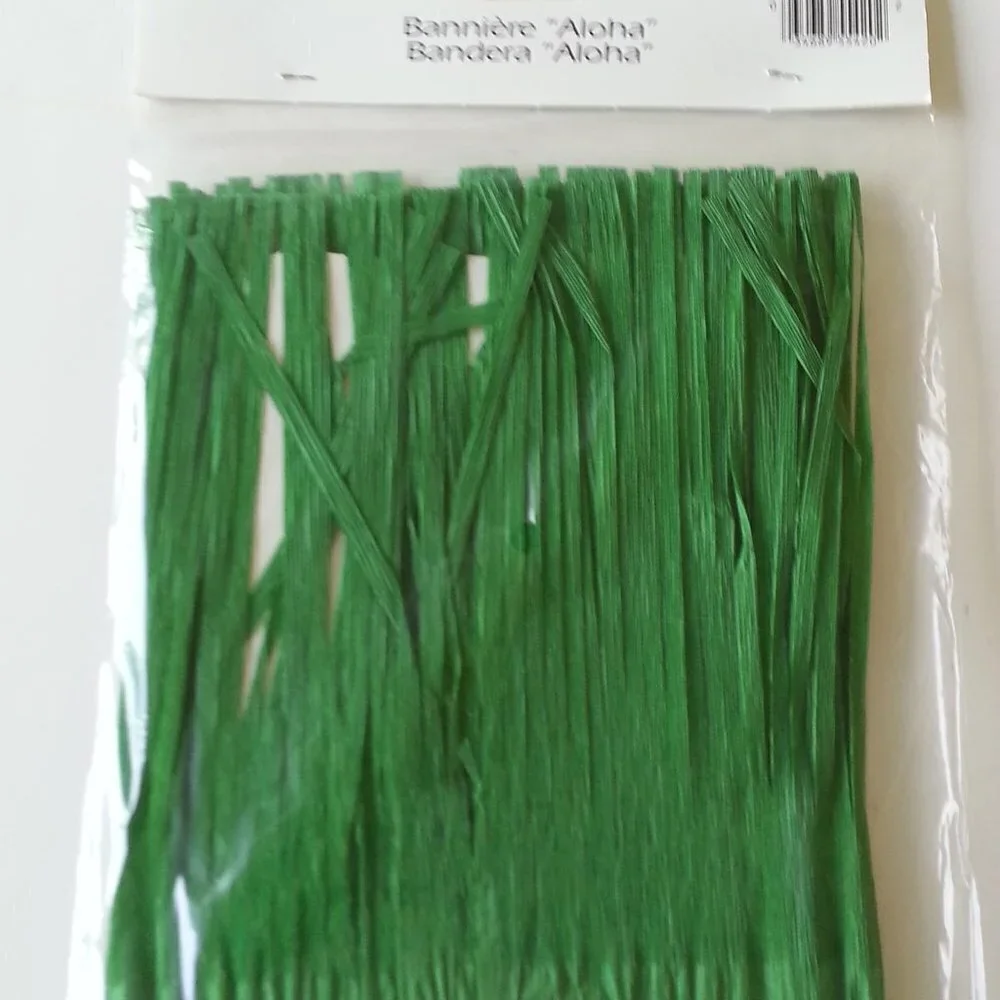 NWT -  Beistle Aloha Paper Banner Green grass with bamboo style lettering